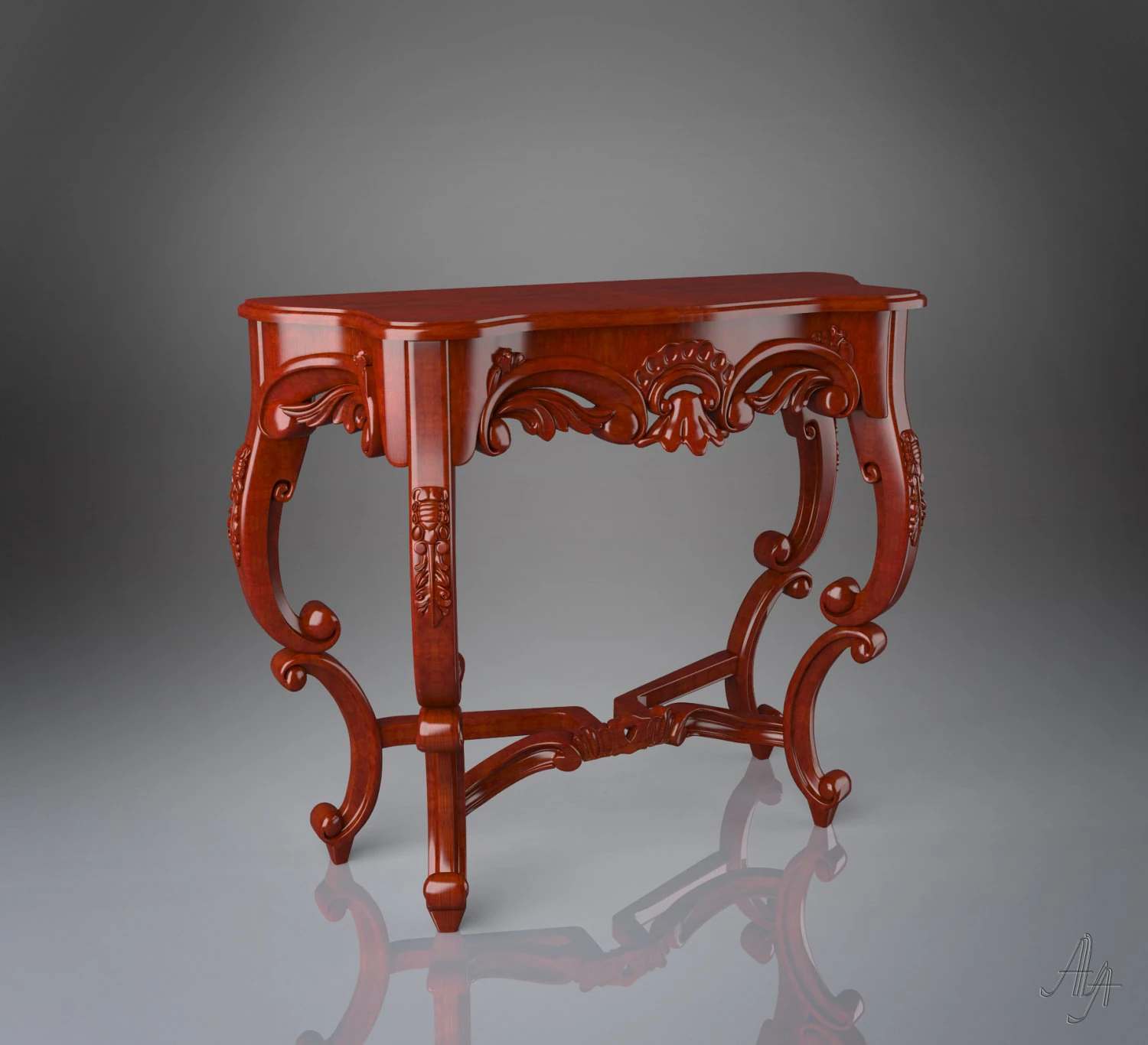 consol wood 3D Model .c4d .max .obj .3ds .fbx .stl .blend