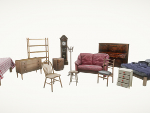 Realtime Game Furniture Pack Low-poly Model 3D
