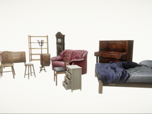Realtime Game Furniture Pack Low-poly 3D Model