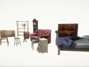 Realtime Game Furniture Pack Low-poly 3D Model