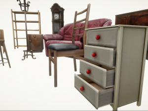 Realtime Game Furniture Pack Low-poly 3D Model