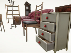 Realtime Game Furniture Pack Low-poly 3D Model