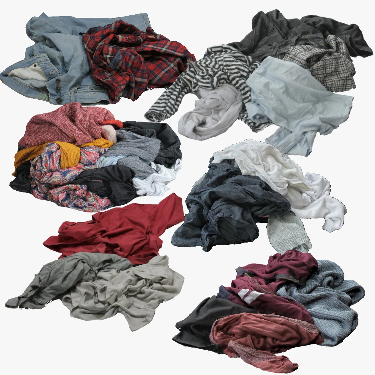 3D Clothes Pile Collection 3D Model .c4d .max .obj .3ds .fbx .stl .blend 