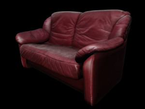 Low Poly Game Ready Leather Sofa - lether couch Modelo 3D
