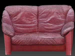 Low Poly Game Ready Leather Sofa - lether couch Modelo 3D