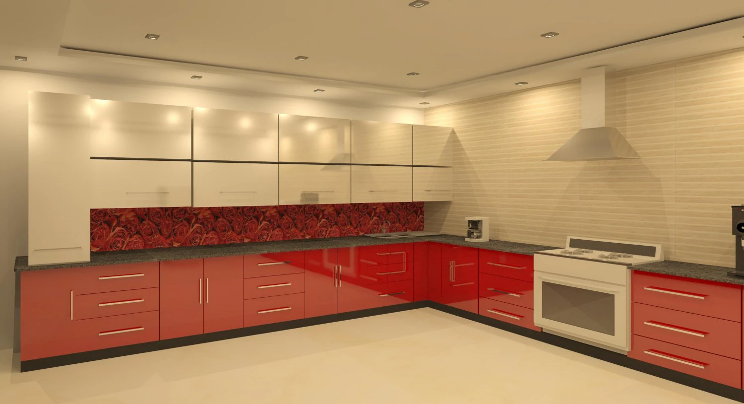 red kitchen 3D Model .c4d .max .obj .3ds .fbx .stl .blend 