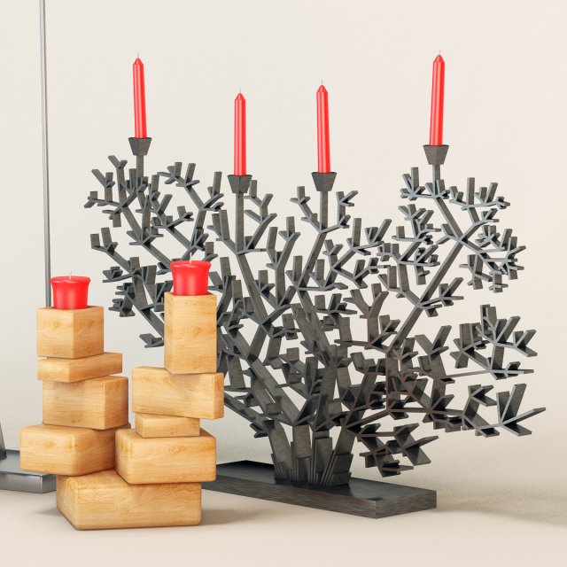 candle holders 3D Model .c4d .max .obj .3ds .fbx .stl .blend 