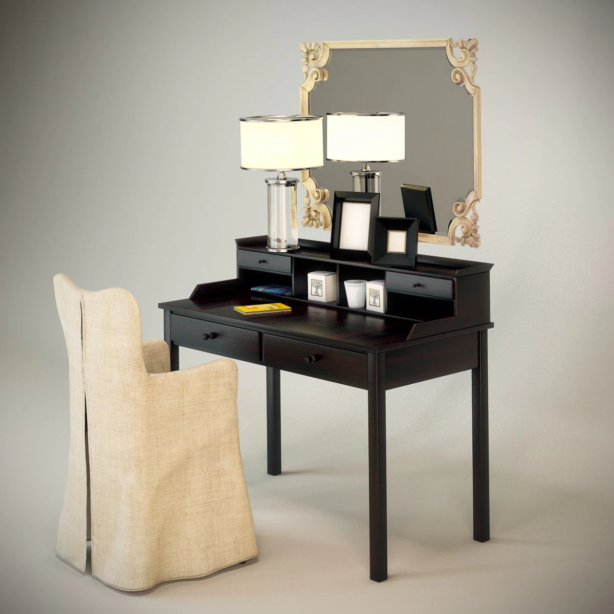 table with a mirror 3D Model .c4d .max .obj .3ds .fbx .stl .blend