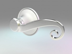 modern door handles set 5 in 1 3D Model