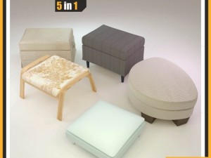 ikea footstools and pouffes  5 in 1 3D-Modell