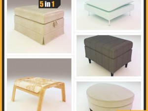 ikea footstools and pouffes  5 in 1 Modello 3D