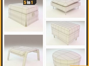 ikea footstools and pouffes  5 in 1 Modello 3D