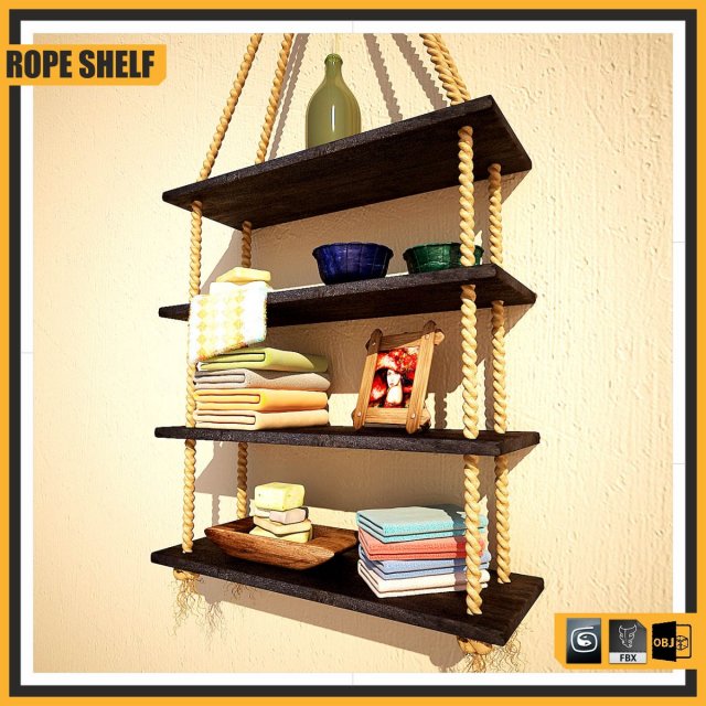 rope shelf 3Dモデル .c4d .max .obj .3ds .fbx .stl .blend 