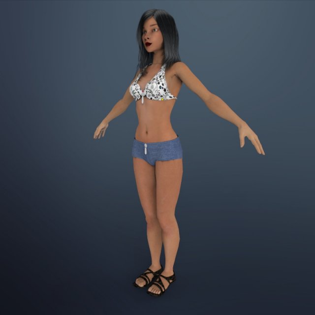 sexy girl shuzi 3D Model .c4d .max .obj .3ds .fbx .stl .blend 
