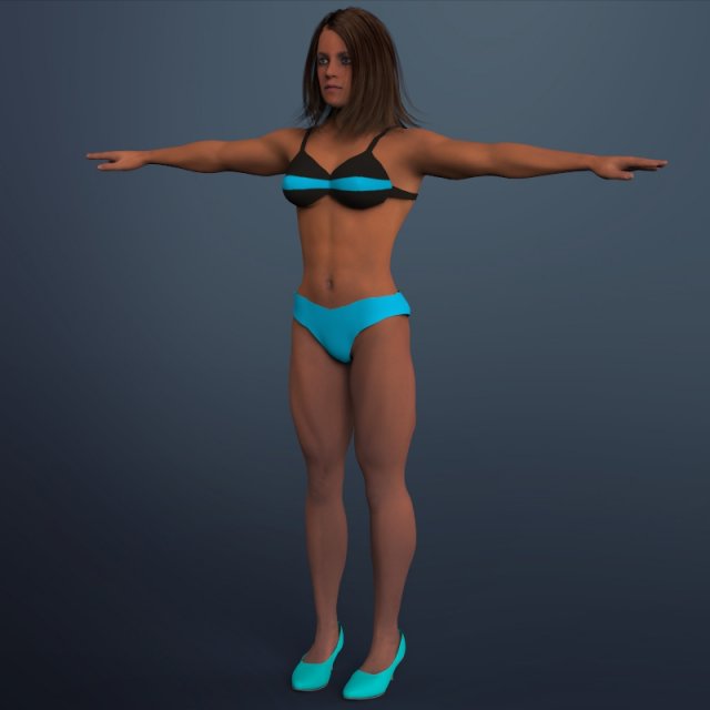 muscular woman 3D Model .c4d .max .obj .3ds .fbx .stl .blend 