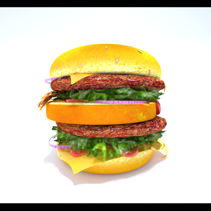Hamburguer 3D Model .c4d .max .obj .3ds .fbx .stl .blend 