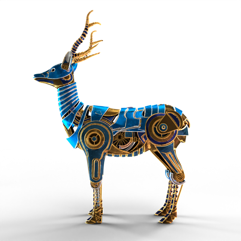 Steampunk Deer 3D Model .c4d .max .obj .3ds .fbx .stl .blend 