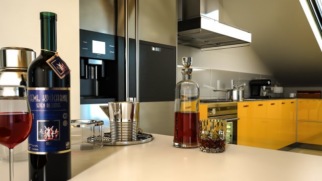kitchen design 3D Модель .c4d .max .obj .3ds .fbx .stl .blend 