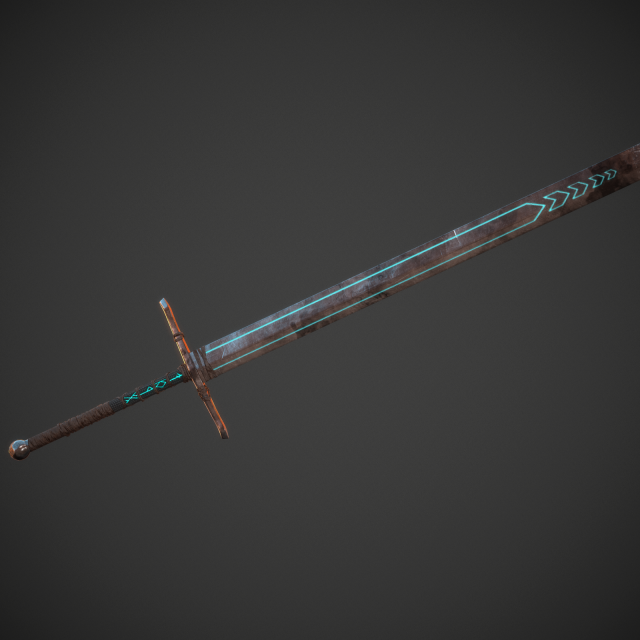 runic sword game ready 3D मॉडल .c4d .max .obj .3ds .fbx .stl .blend 