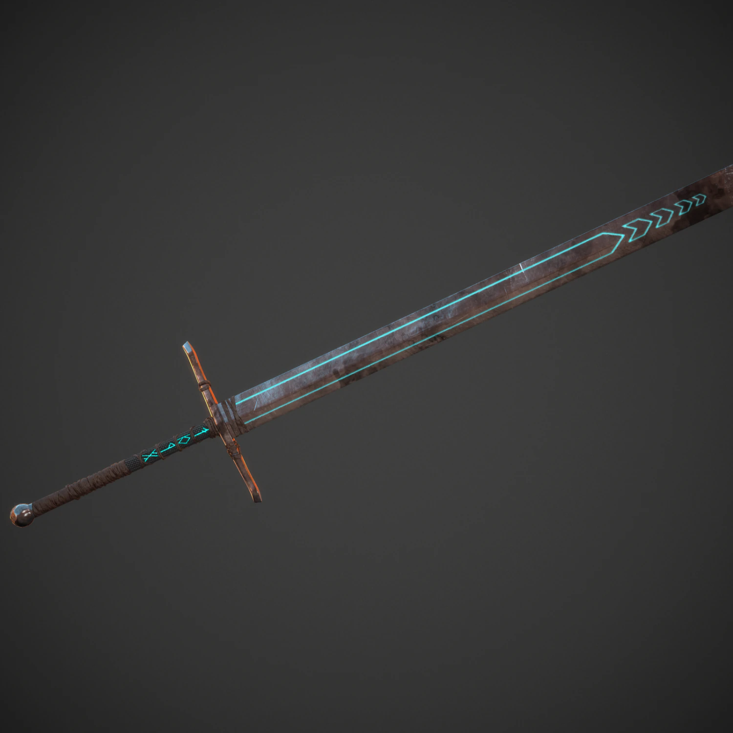 runic sword game ready 3D Model .c4d .max .obj .3ds .fbx .stl .blend 