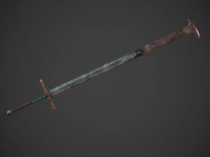 runic sword game ready 3D Model
