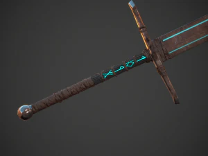 runic sword game ready 3D Model