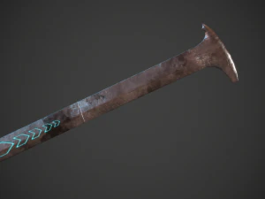 runic sword game ready 3D Model