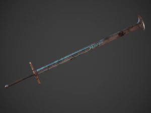 runic sword game ready 3D Model