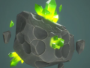 stone with crystals game ready 3D Model