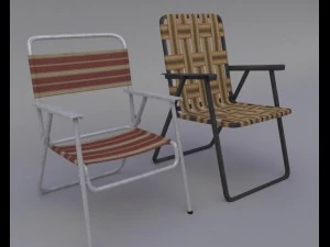 due sedie pieghevoli Modello 3D