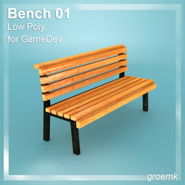 low poly bench 1 for game dev 3D Model .c4d .max .obj .3ds .fbx .stl .blend 