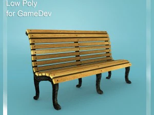 panca low poly 2 per sviluppatori di giochi Modello 3D