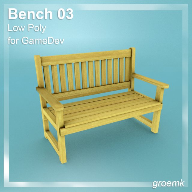 low poly bench 3 for game dev 3Dモデル .c4d .max .obj .3ds .fbx .stl .blend 