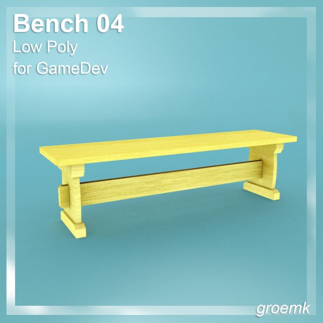 low poly bench 4 for game dev 3D Модель .c4d .max .obj .3ds .fbx .stl .blend 