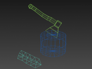 wooden hatchet with billet for gamedev 3D 모델