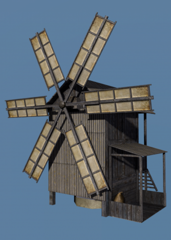 low poly old windmill  type a for gamedev Modelo 3D .c4d .max .obj .3ds .fbx .stl .blend 