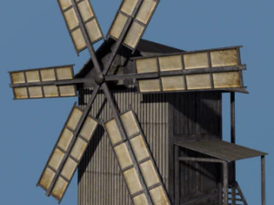vecchio mulino a vento low poly di tipo a per gamedev Modello 3D