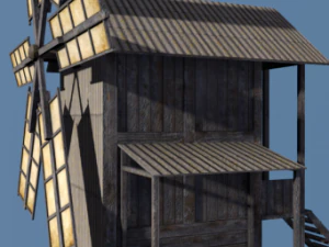 low poly old windmill  type a for gamedev 3D Model