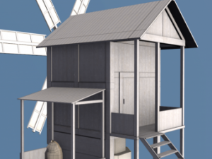 low poly old windmill  type a for gamedev Modelo 3D