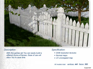 low poly wooden fence for gamedev 3D Model