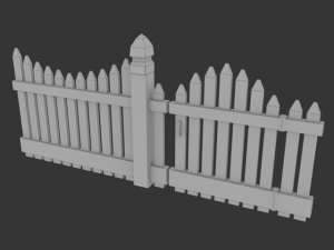 low poly wooden fence for gamedev 3D Model