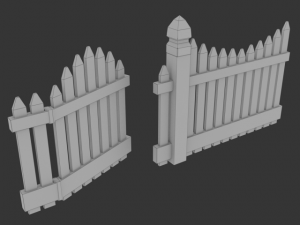 low poly wooden fence for gamedev 3D Model