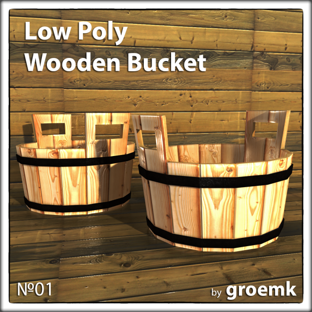 low poly wooden bucket1 for game dev Modelo 3D .c4d .max .obj .3ds .fbx .stl .blend 