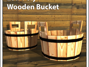 low poly wooden bucket1 for game dev Modello 3D