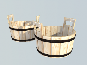 low poly wooden bucket1 for game dev Modelo 3D