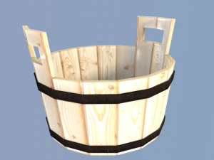 low poly wooden bucket1 for game dev Modelo 3D