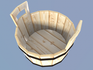 low poly wooden bucket1 for game dev Modelo 3D