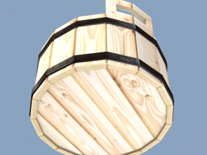 low poly wooden bucket1 for game dev Modelo 3D