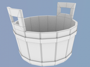 low poly wooden bucket1 for game dev Modelo 3D