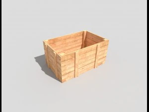 caixa de madeira baixa poli Modelo 3D